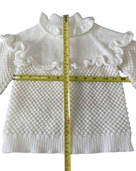Saniye, Hand Knitted,Baby,Turtleneck Neckline Spring White Button up Pink Floral - Image 5