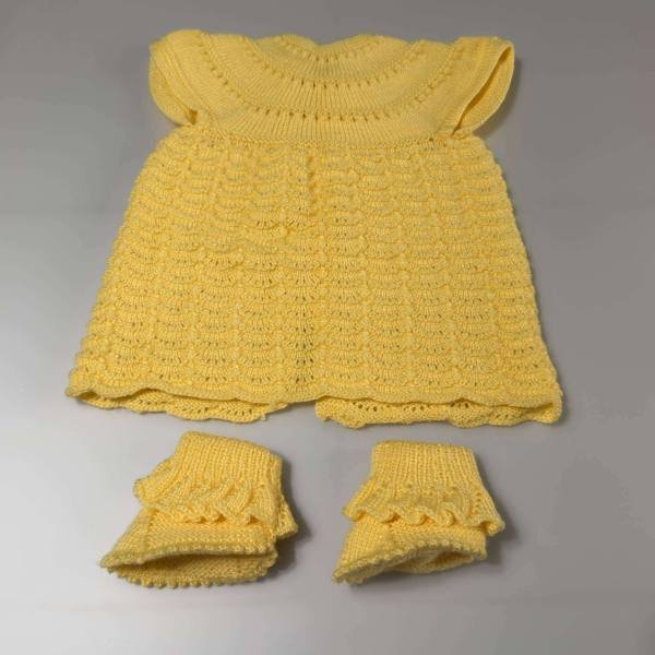SANIYE Baby Girls Butter Yellow Cable Knit Dress & Socks Set 4 SANIYE Baby Girls Butter Yellow Cable Knit Dress & Socks Set - Image 4