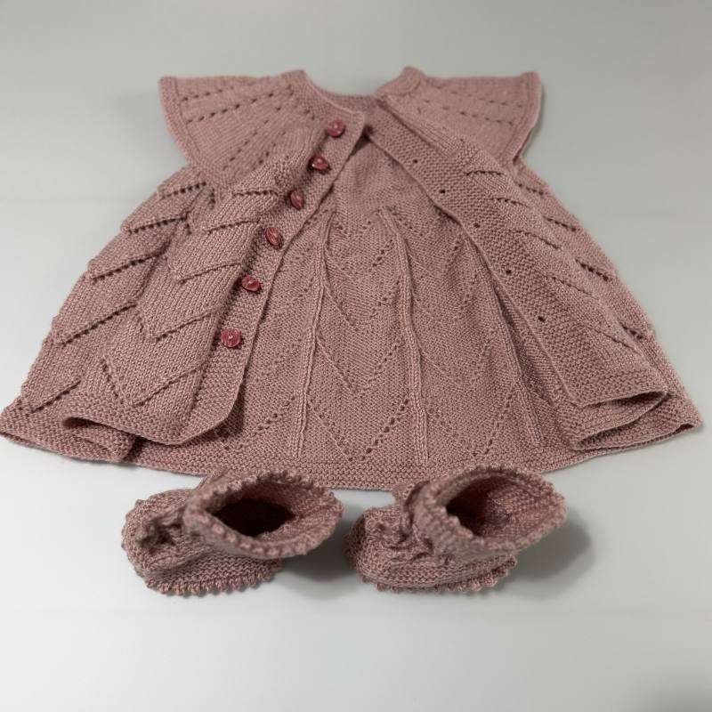 SANIYE Baby Girls Dusty Rose Cable Knit Dress & Socks Set 2 IMG 7042