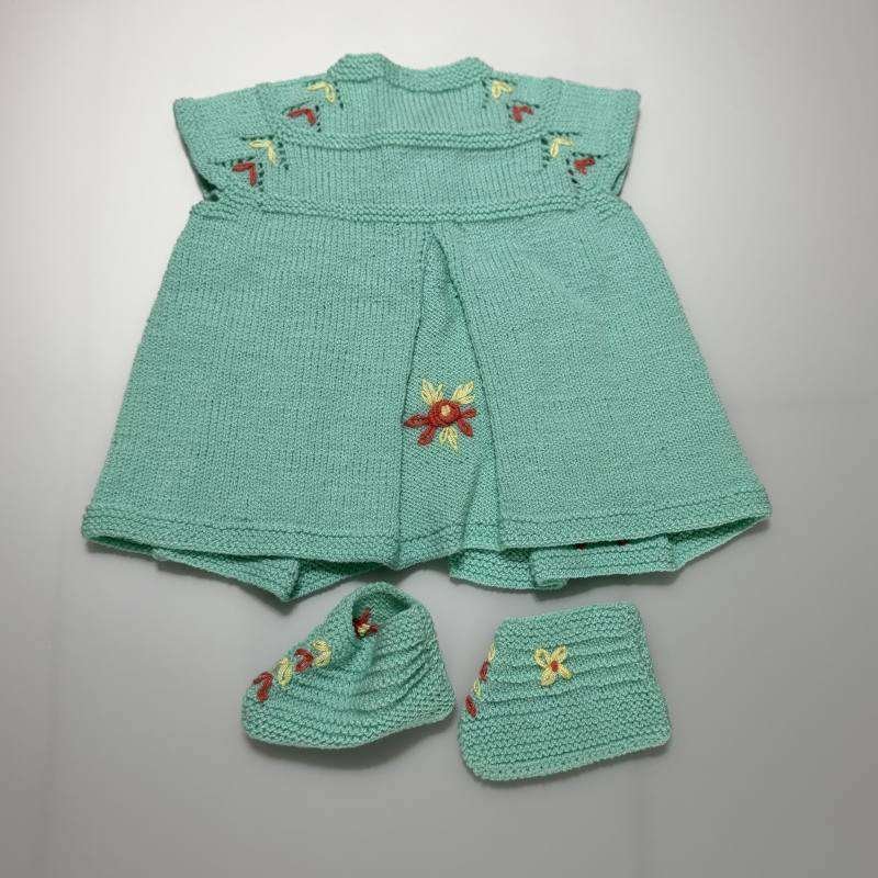 SANIYE Baby Girls Mint Embroidered Knit Dress 3 IMG 7044