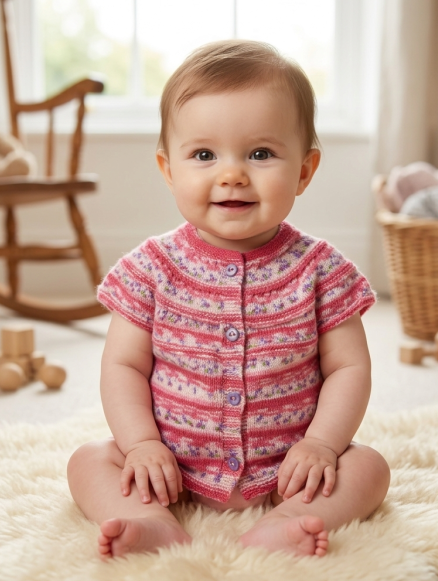 SANIYE Baby Girls Pink Fair Isle Knit Dress