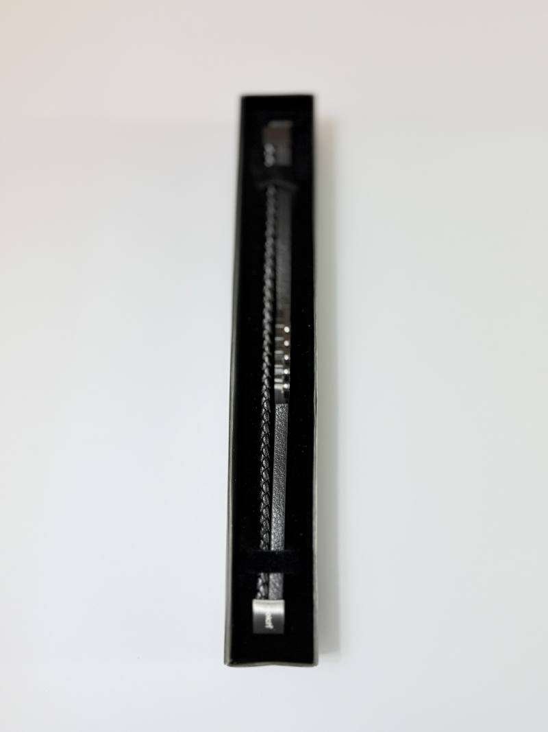 SANIYE Men's Double-Strand All-Black Leather Bracelet with Crystal Accents 3 IMG 7094