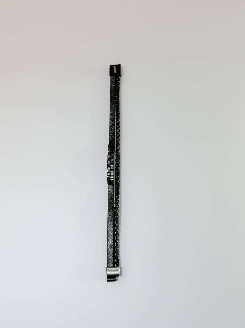SANIYE Men's Double-Strand All-Black Leather Bracelet with Crystal Accents 4 IMG 7095