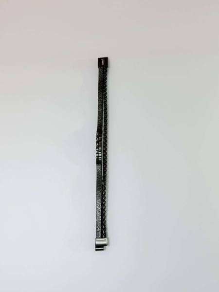 SANIYE Men's Double-Strand All-Black Leather Bracelet with Crystal Accents 9 SANIYE Men's Double-Strand All-Black Leather Bracelet with Crystal Accents - Image 5